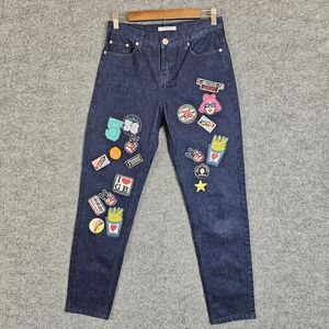 Glamorous Dark Blue Straight Leg Jeans with‎ Colorful Patches